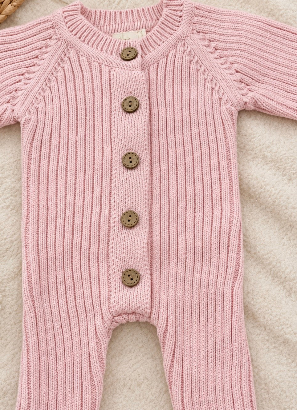 The Clara Knit Ribbed Romper (Soft Pink)