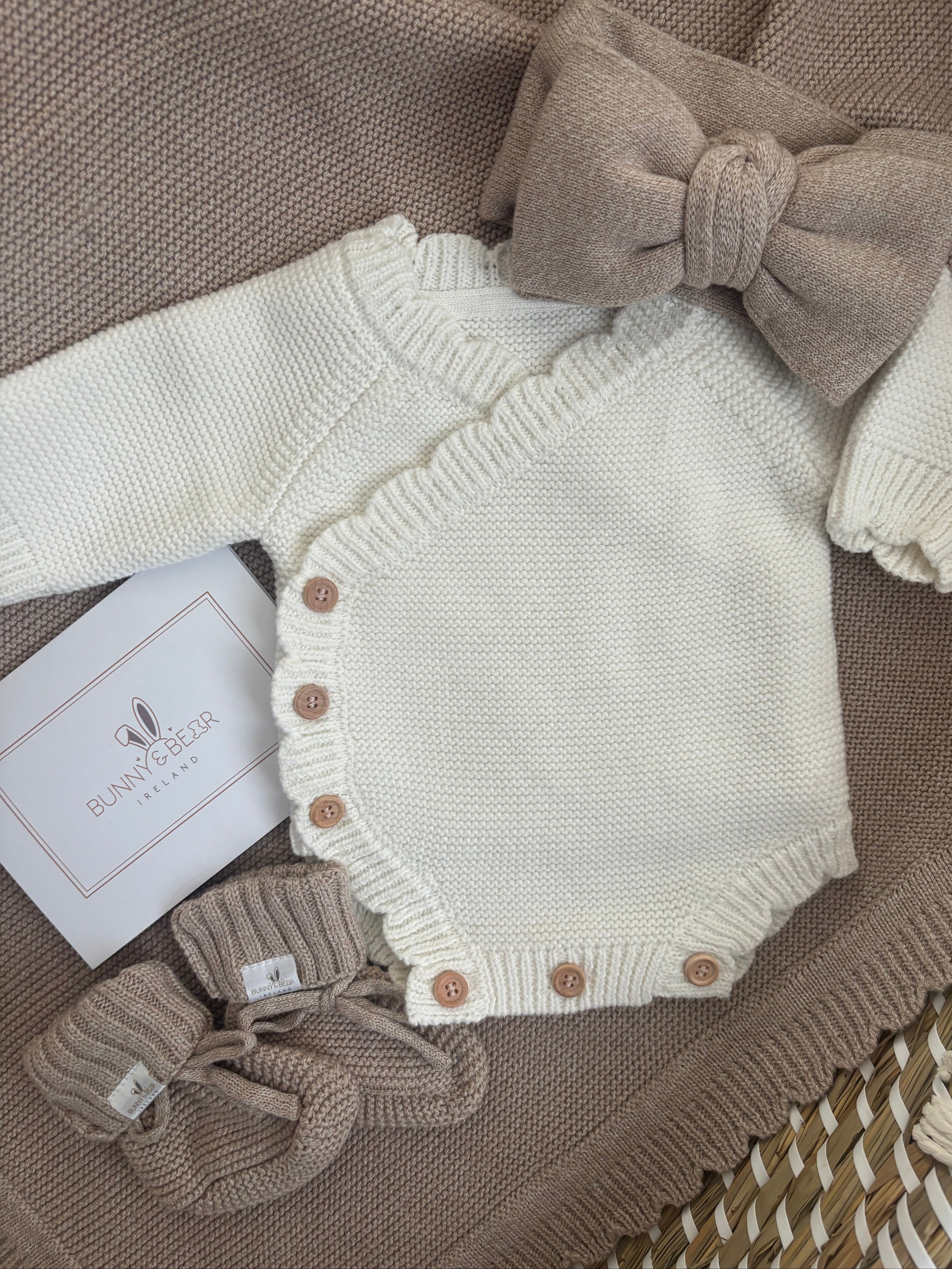 Scalloped Edge Ivory Button Romper