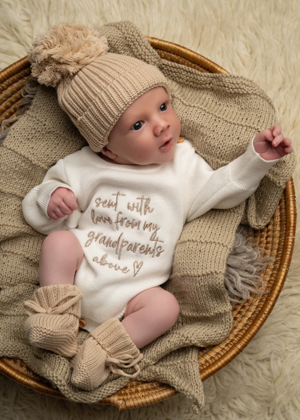 'Sent With Love From Above' Newborn Romper Set (Colour Options & Personalisation Available)