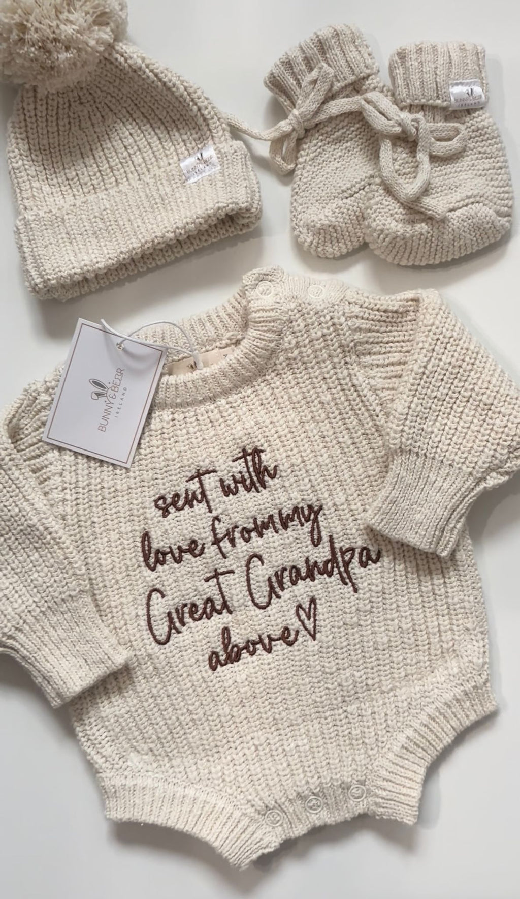 'Sent With Love From Above' Newborn Romper Set (Colour Options & Personalisation Available)