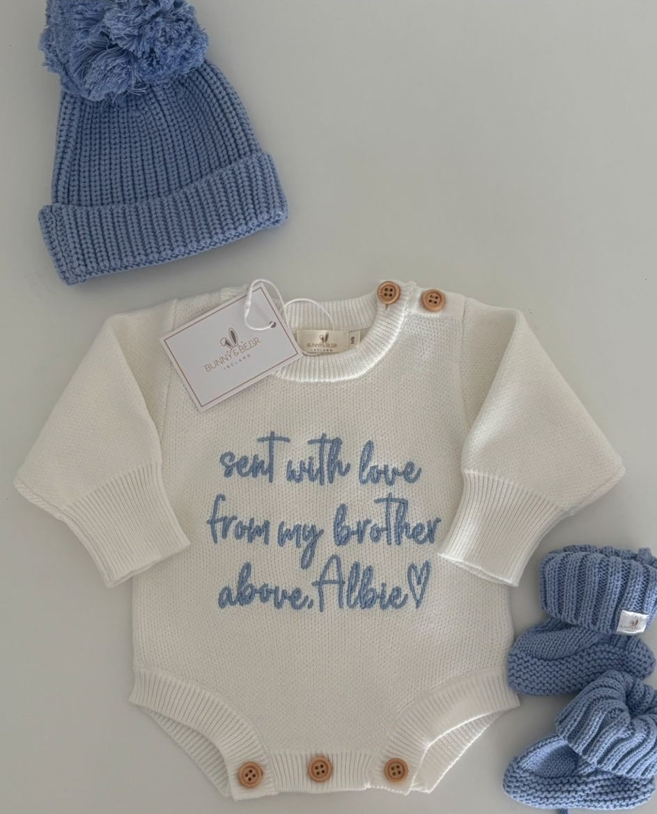 'Sent With Love From Above' Newborn Romper Set (Colour Options & Personalisation Available)