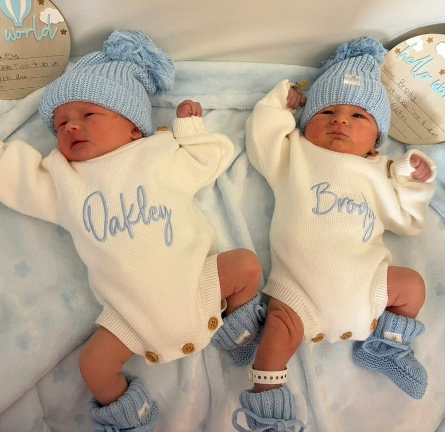 Coloured Twin Birth Announcement Set (Colour Options & Personalisation Available)