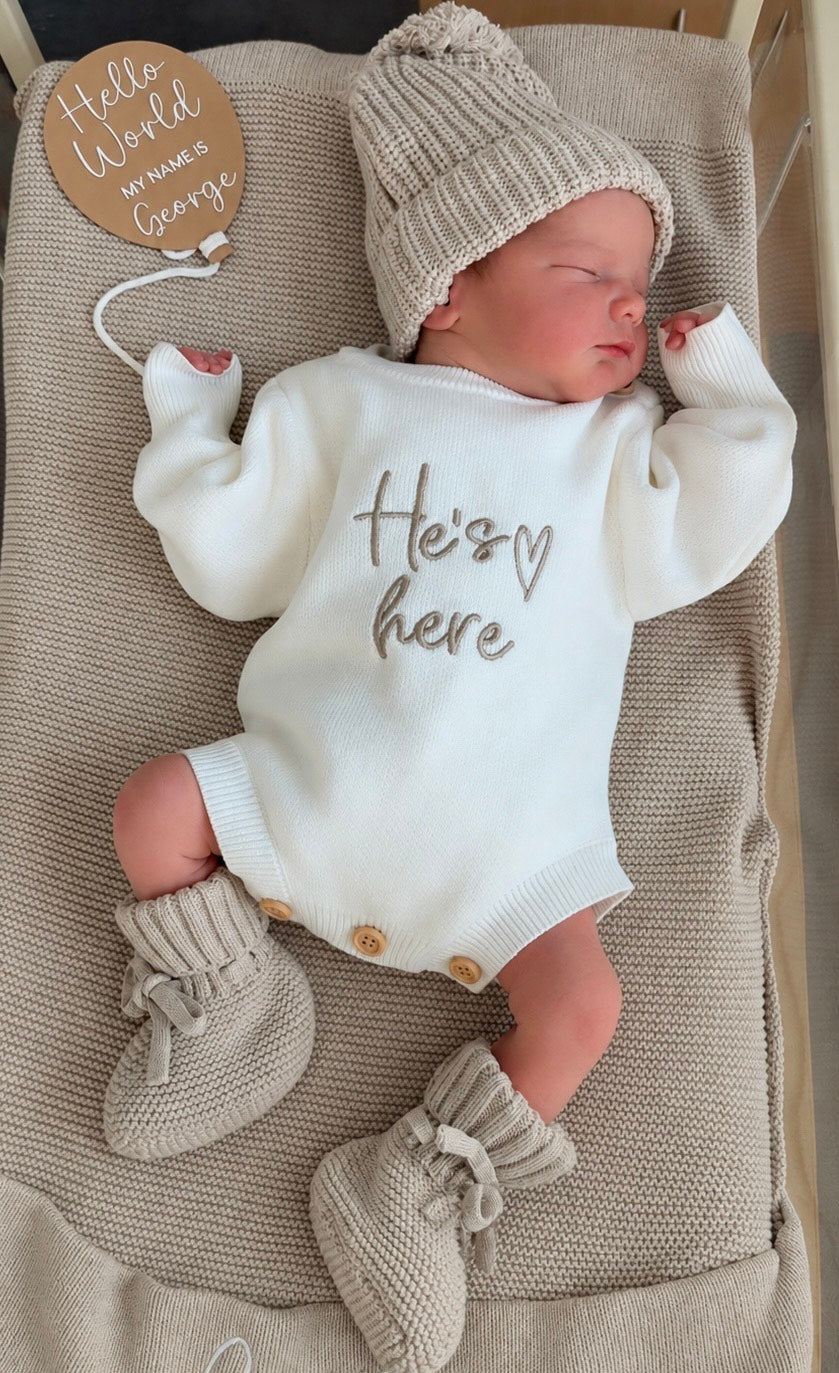 Taupe Button Romper Bundle (Personalisation Available)