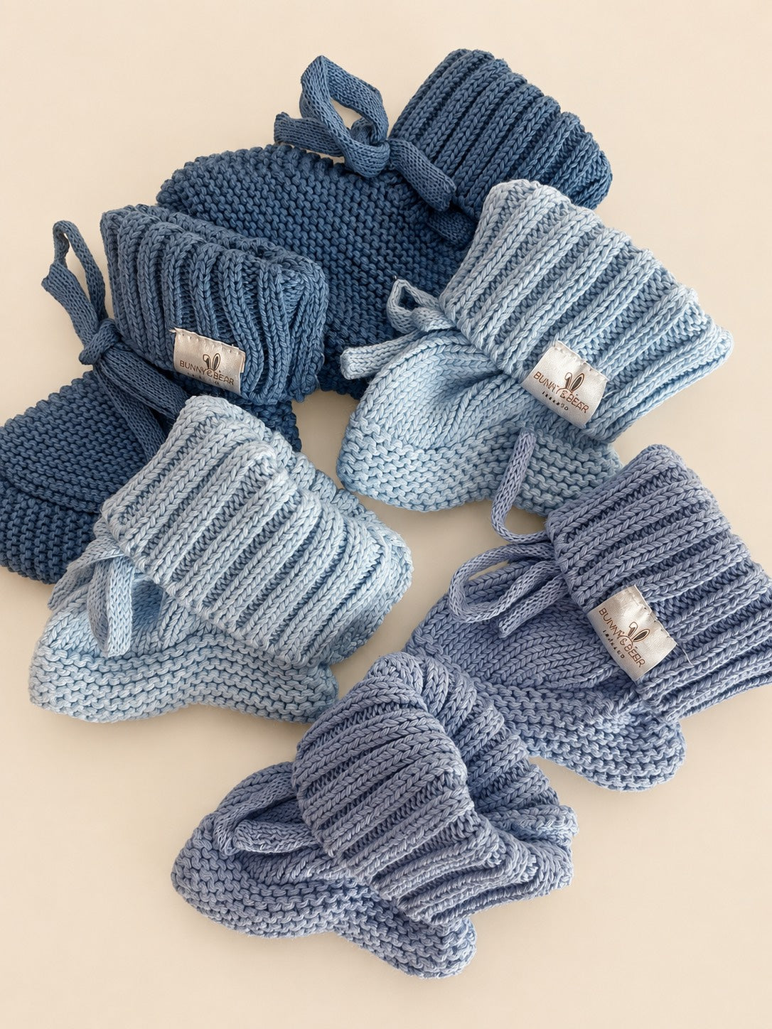 Blue Cotton Knit Booties