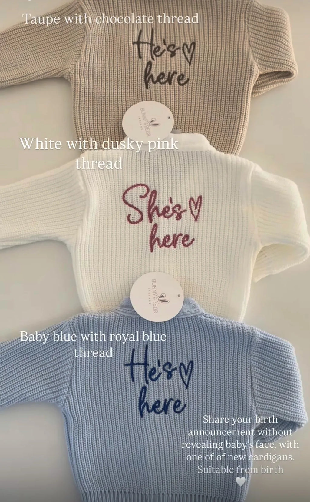 Knit Cardigan (Colour Options & Personalisation Available)