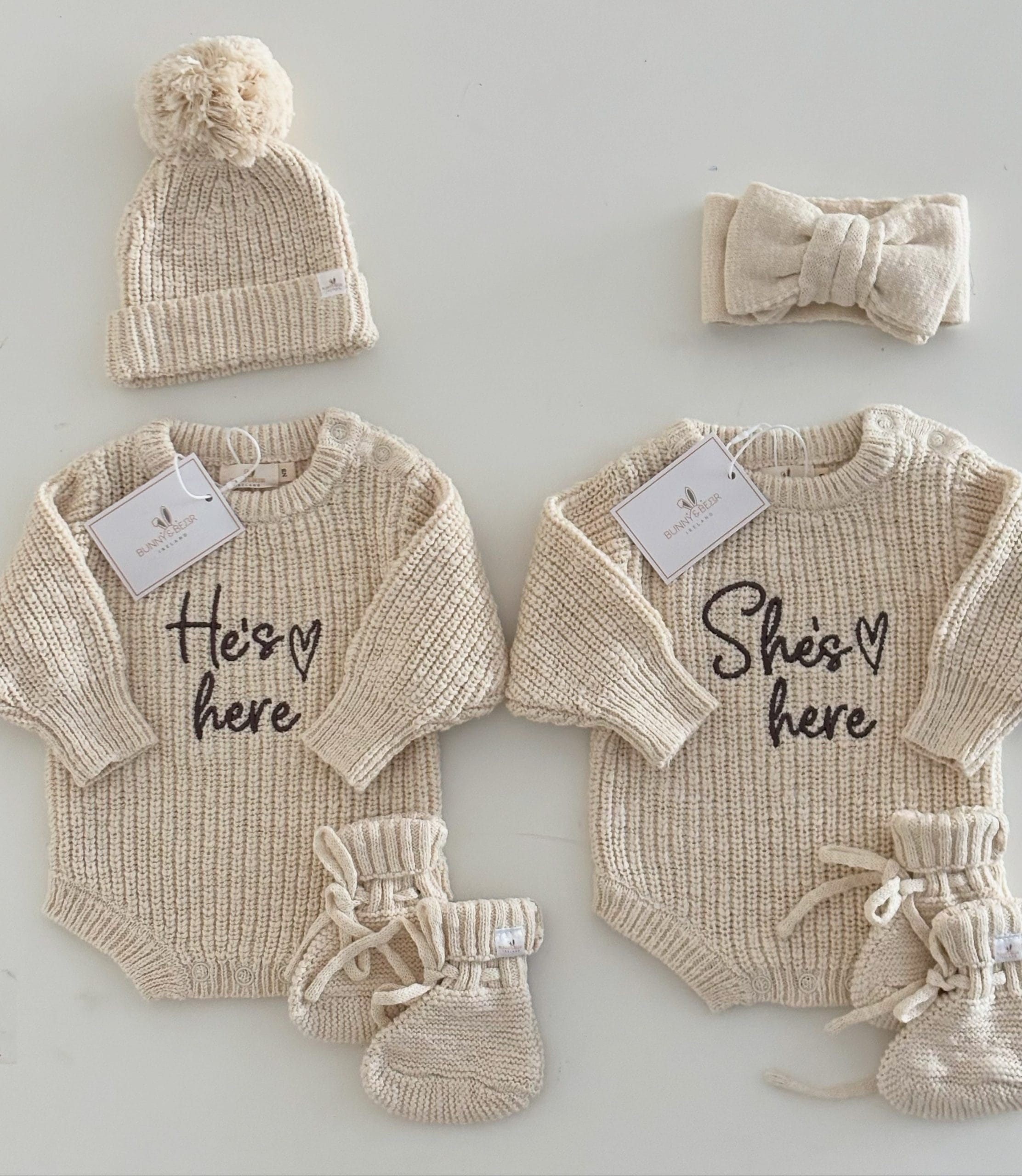Neutral Twin Birth Announcement Set (Colour Options & Personalisation Available)