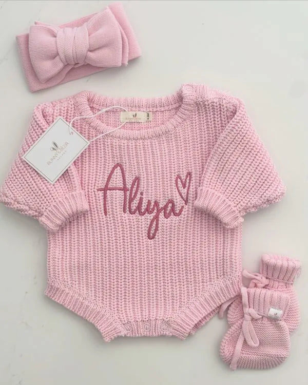 Chunky Knit Pink Romper Bundle