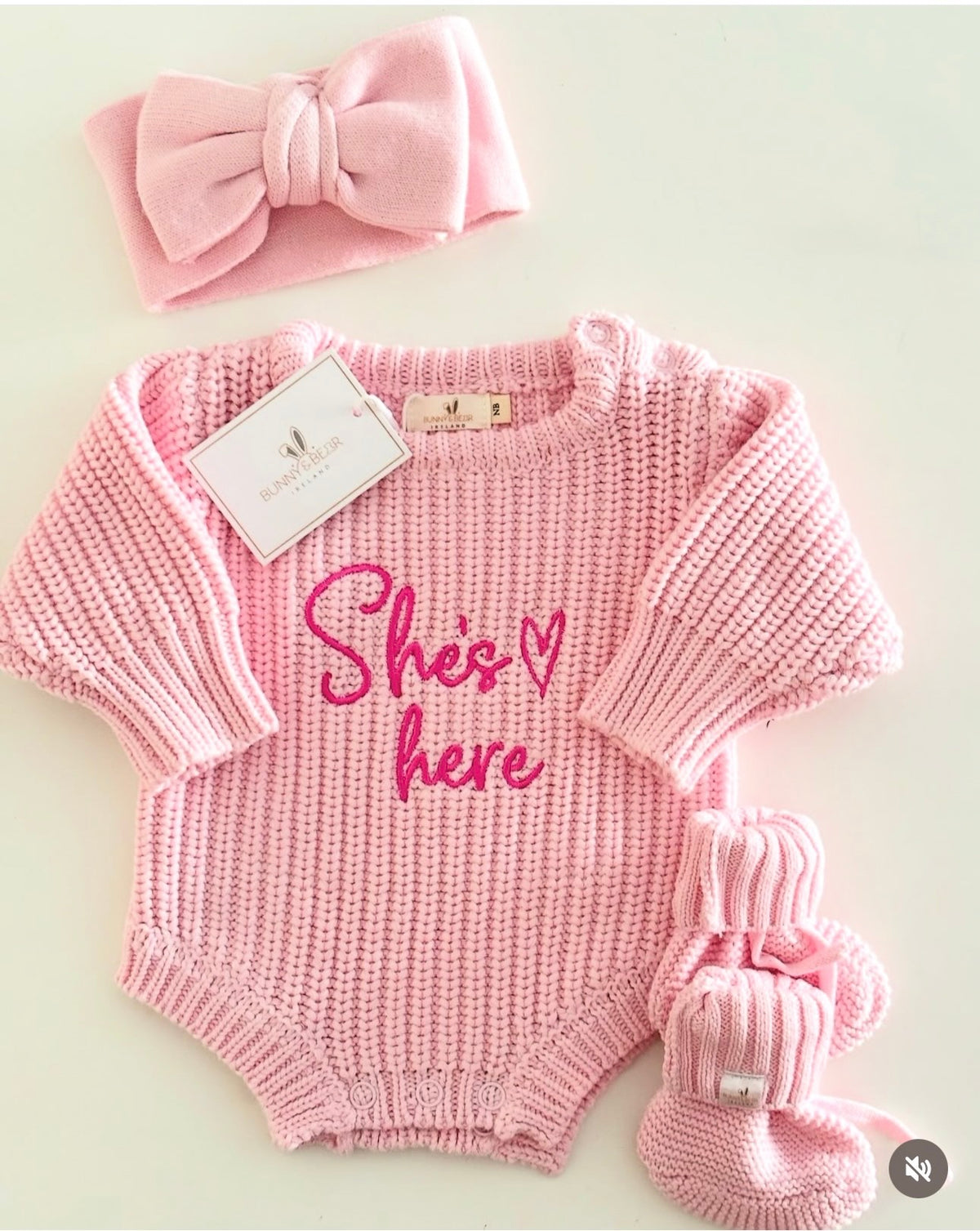 Chunky Knit Pink Romper Bundle (Personalise or add your own text)
