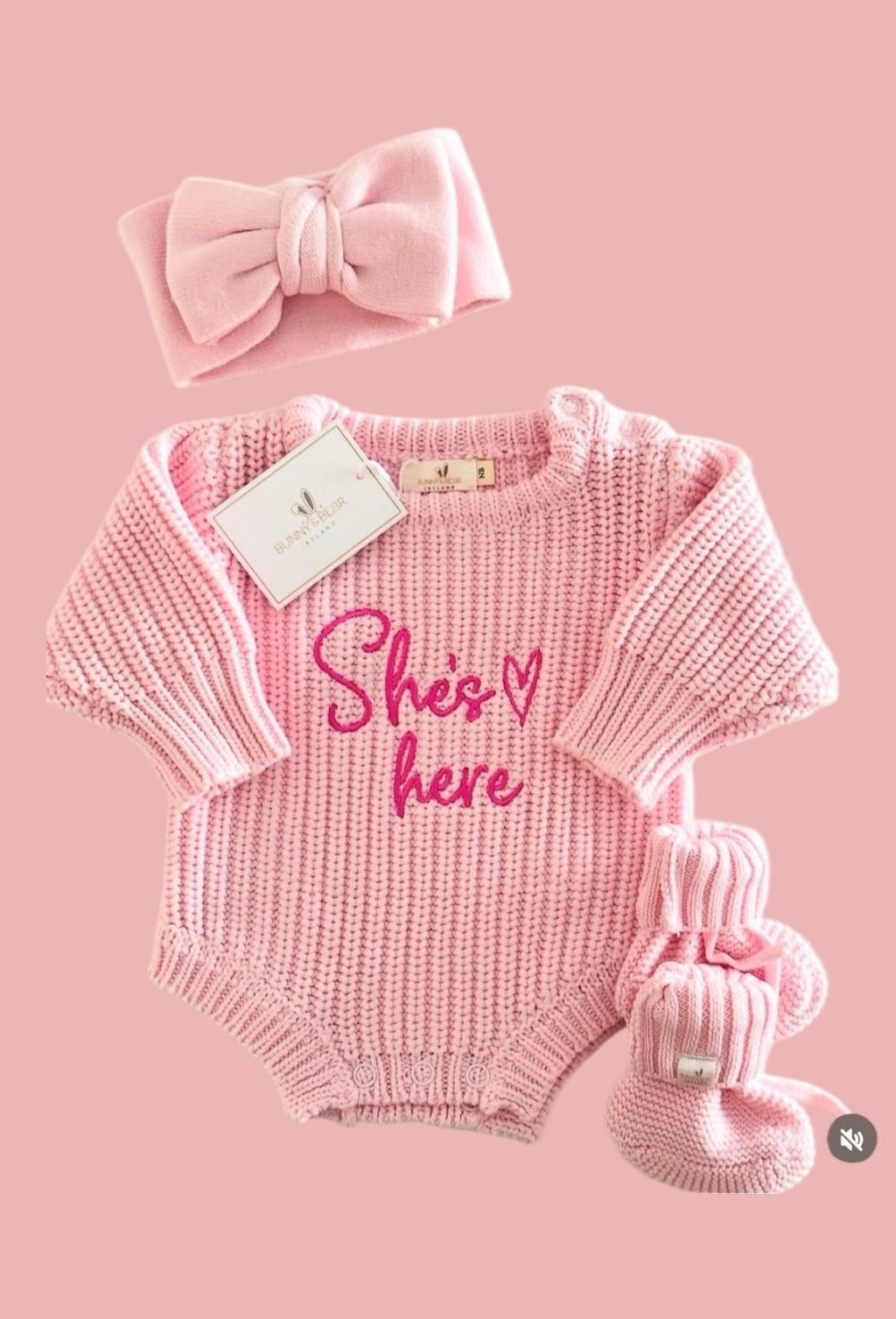 Chunky Knit Pink Romper Bundle (Personalise or add your own text)