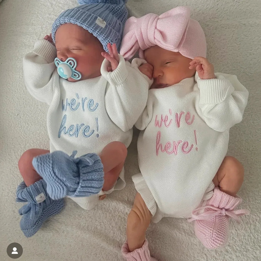 Coloured Twin Birth Announcement Set (Colour Options & Personalisation Available)