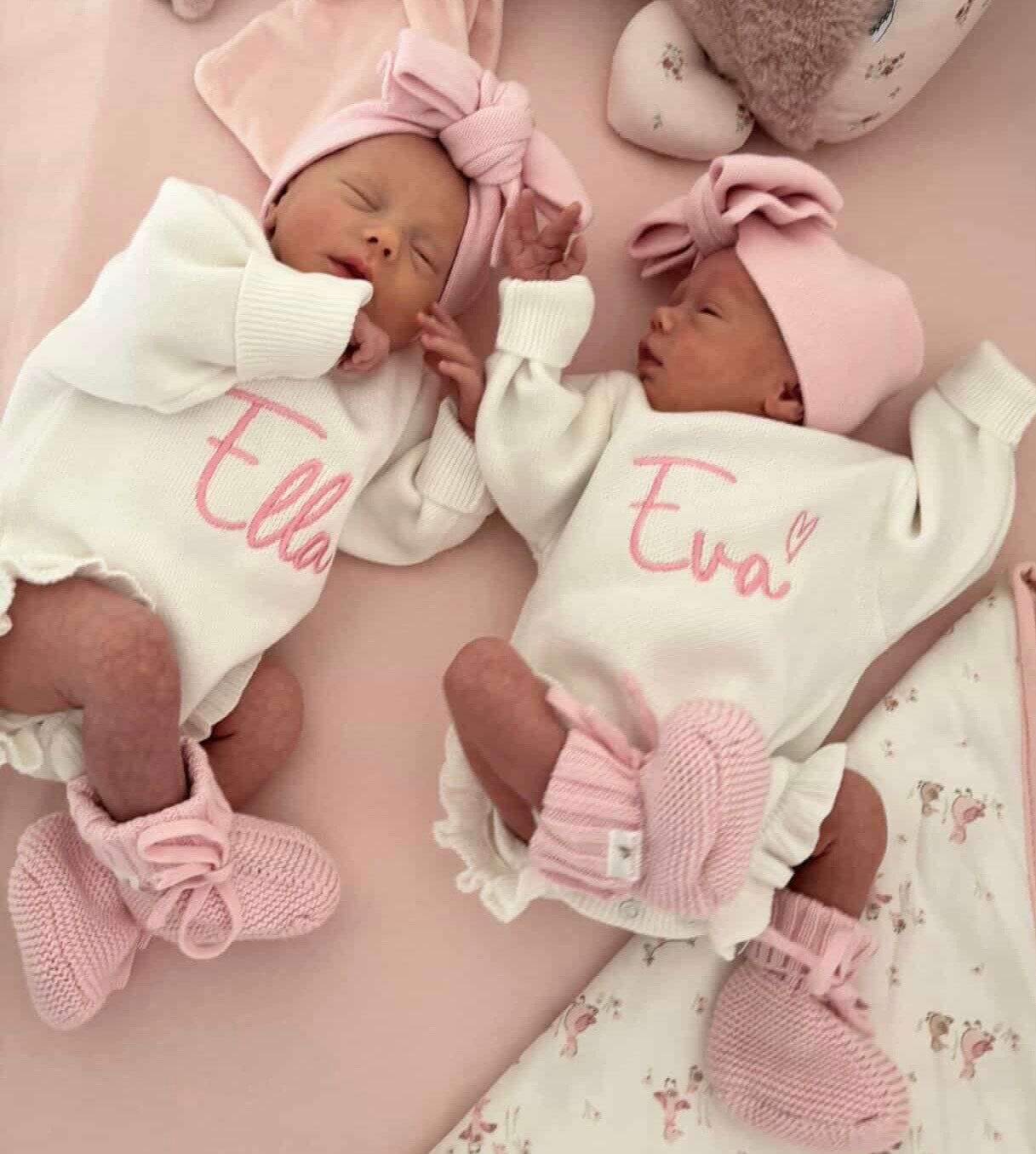 Coloured Twin Birth Announcement Set (Colour Options & Personalisation Available)