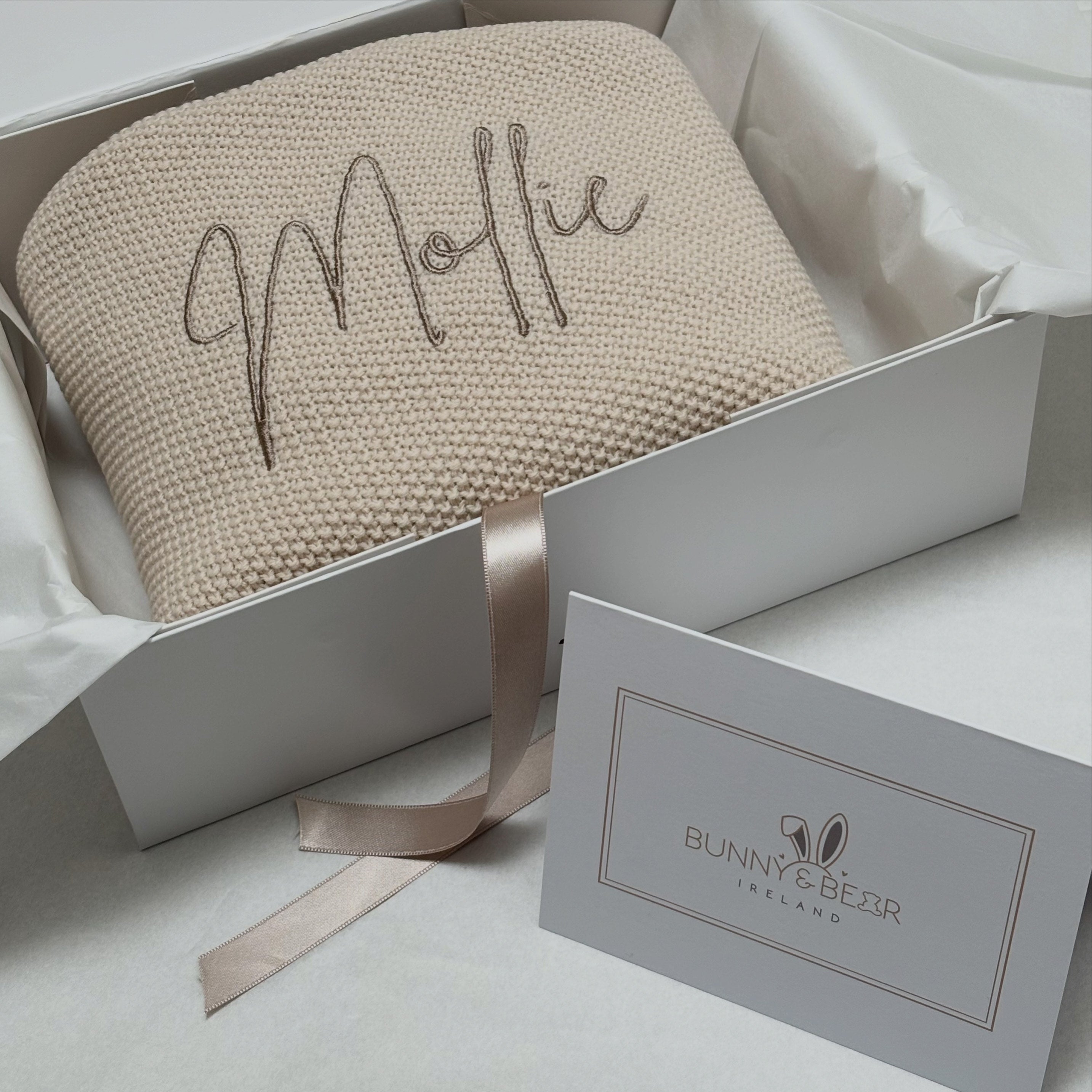 Classic Taupe Personalised Blanket Script Font