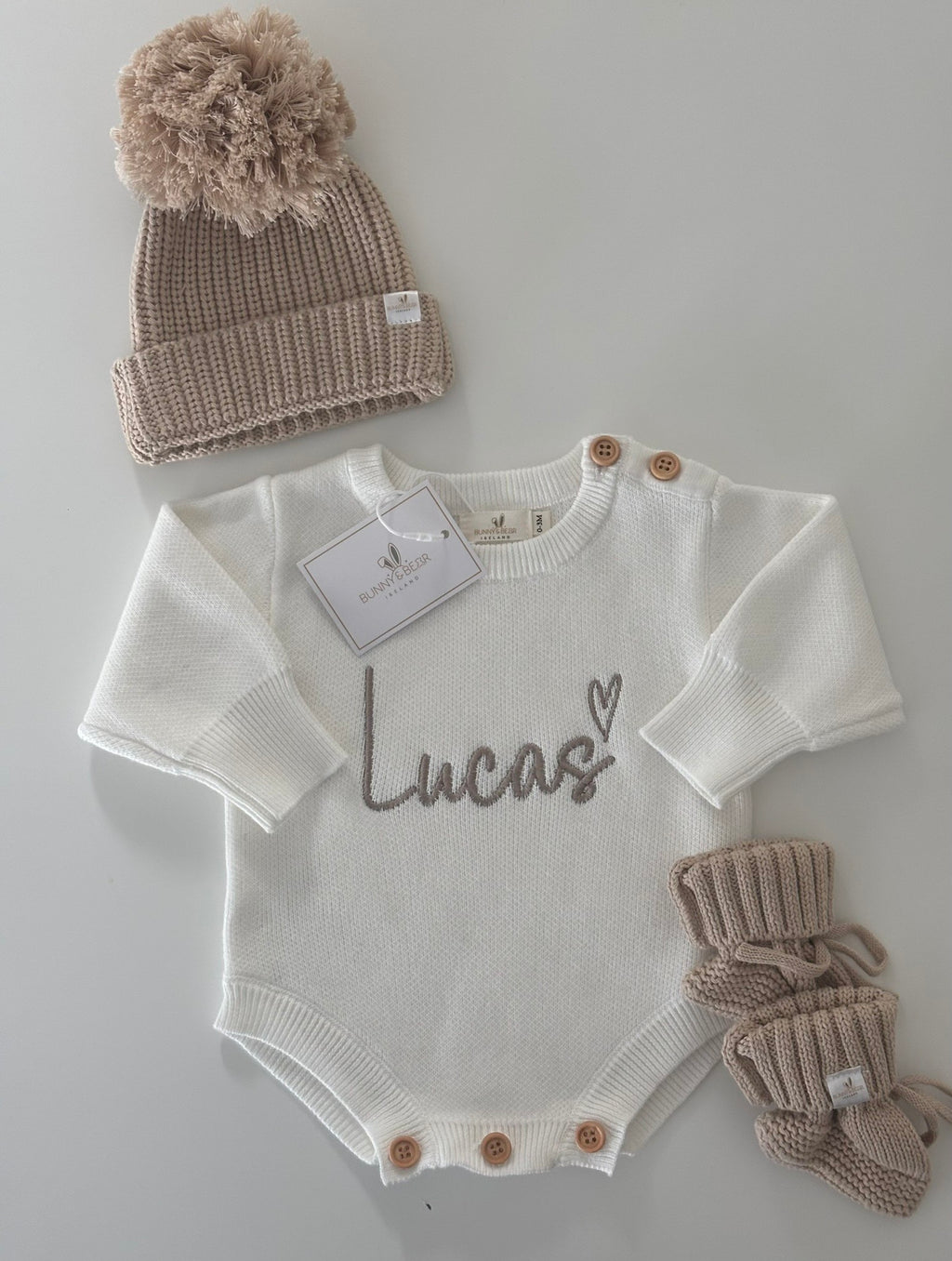 Taupe Button Romper Bundle (Personalisation Available)