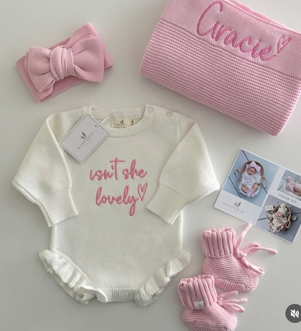 Soft Pink Romper & Blanket Bundle (Personalisation Available)