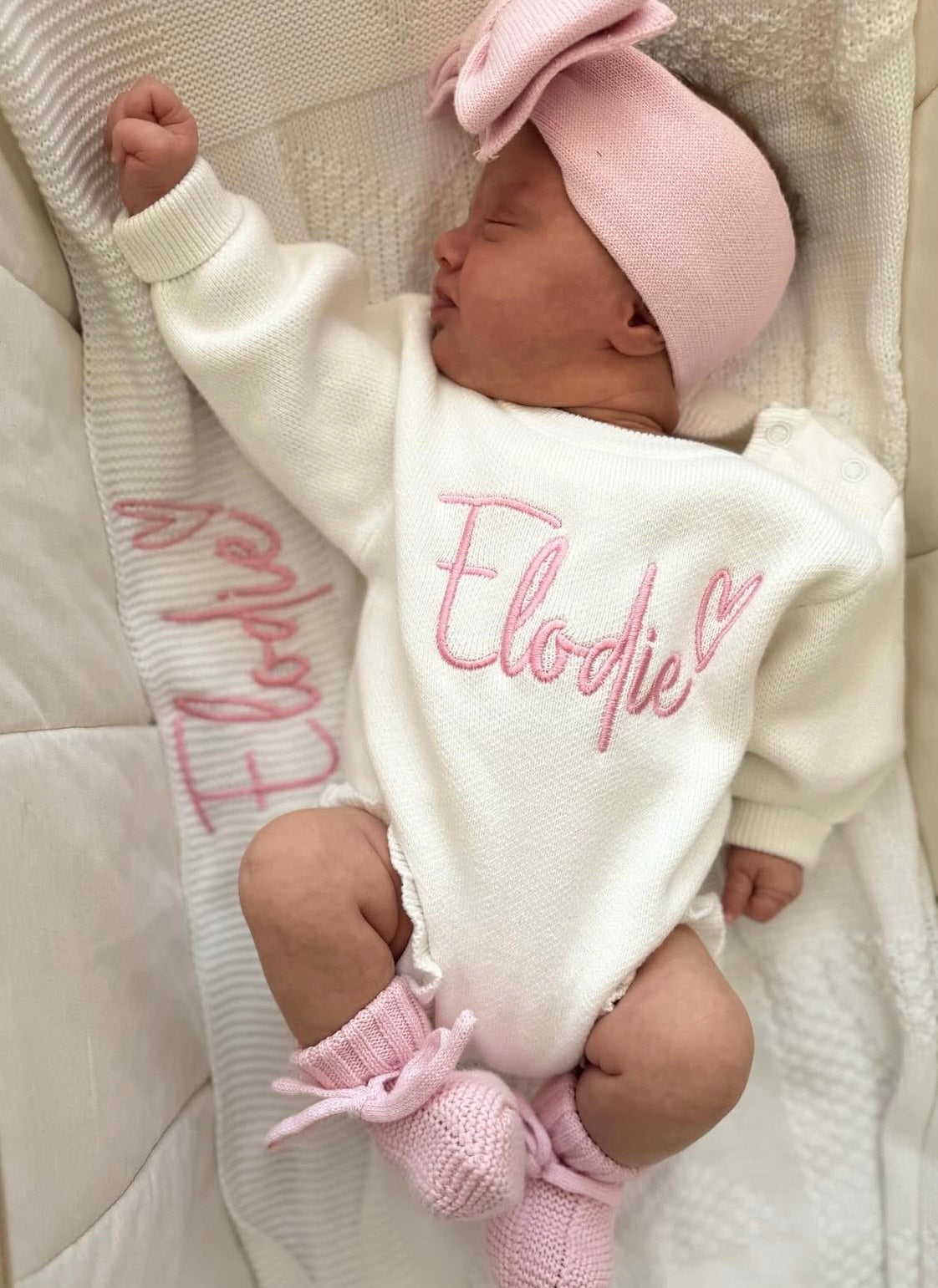 Soft Pink Frill Romper Bundle (Personalisation Available)