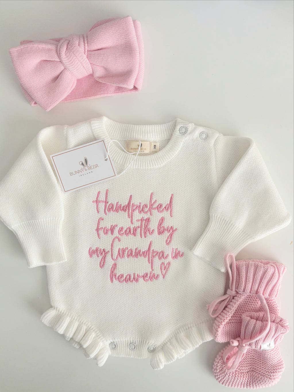 Soft Pink Frill Romper Bundle (Personalise or add your own text)