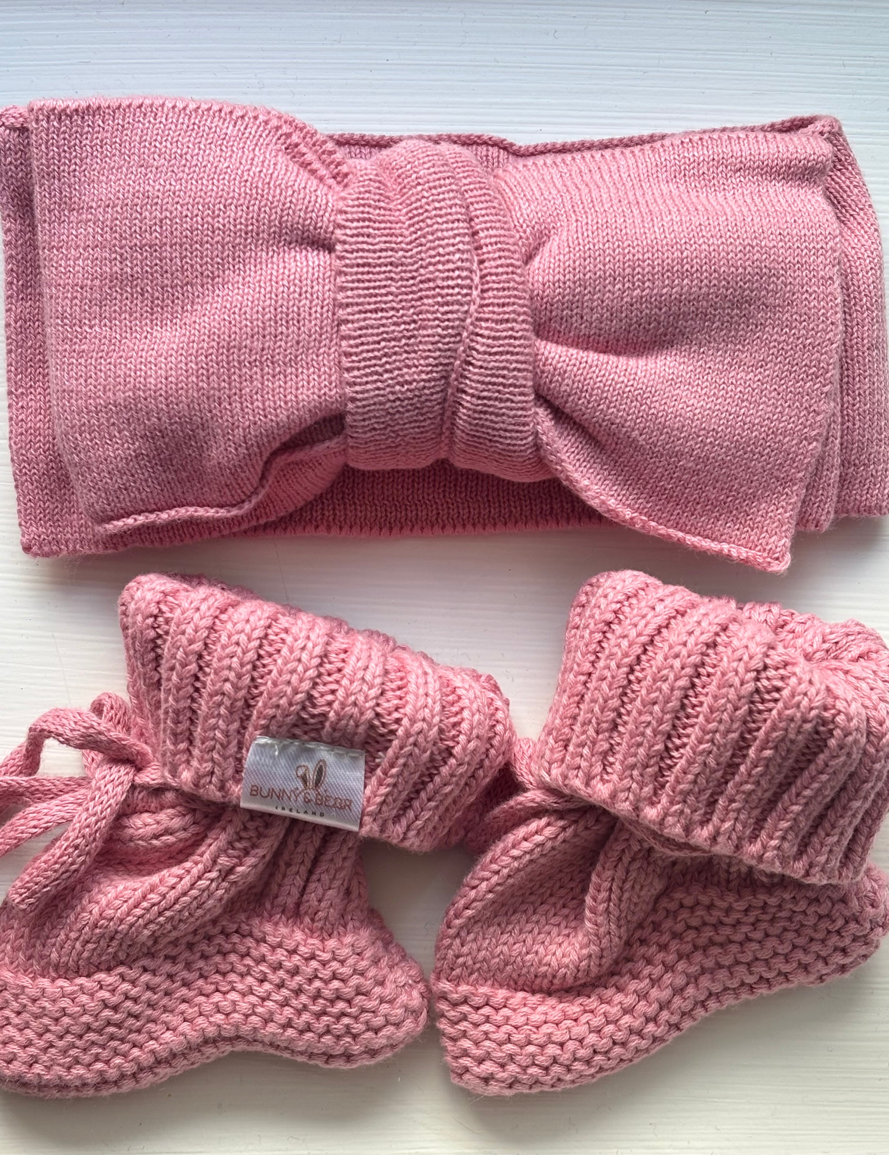 Dusky Pink Bow and Booties