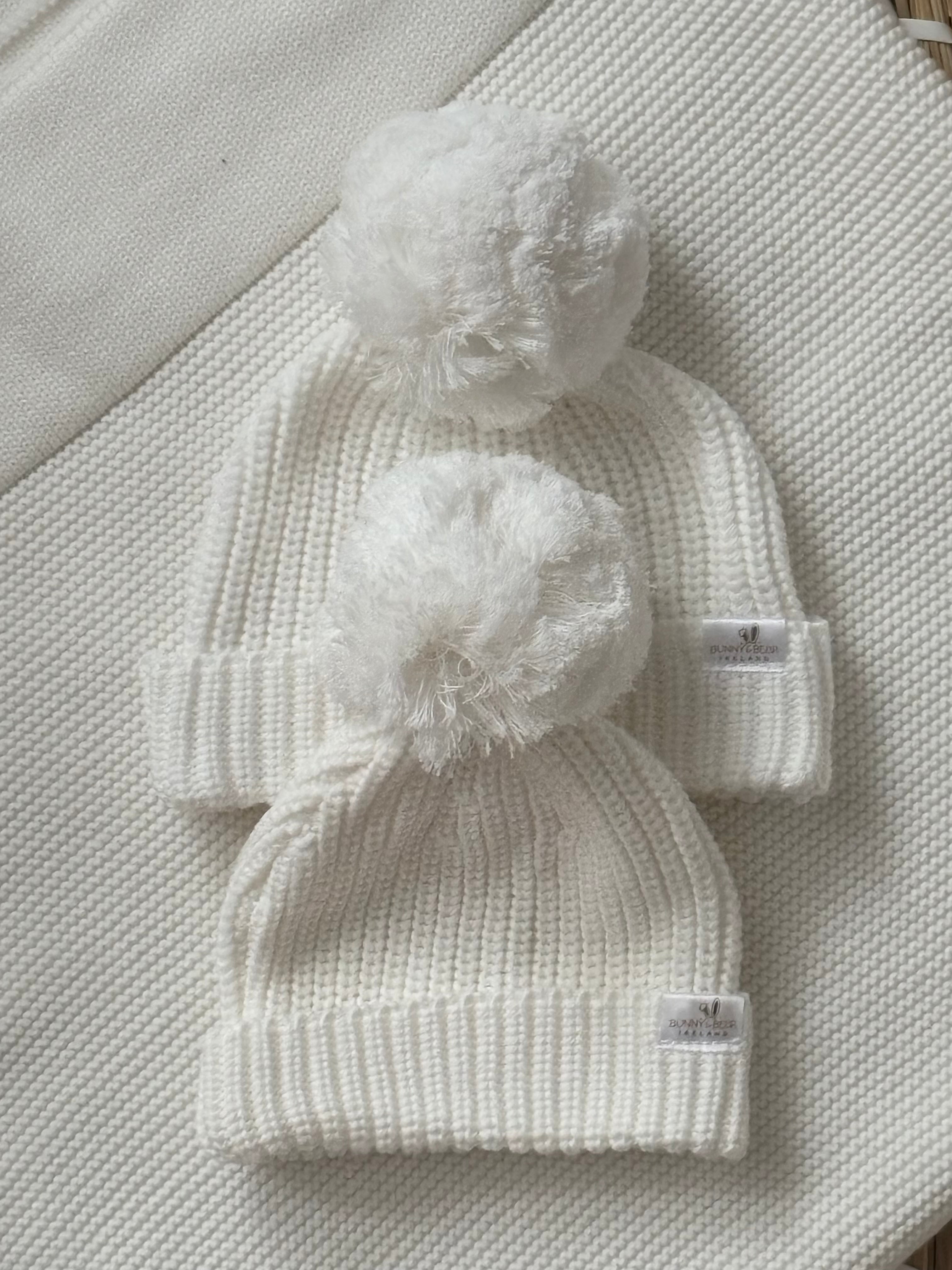 Bunny and Bear Ivory Pom Pom Hat
