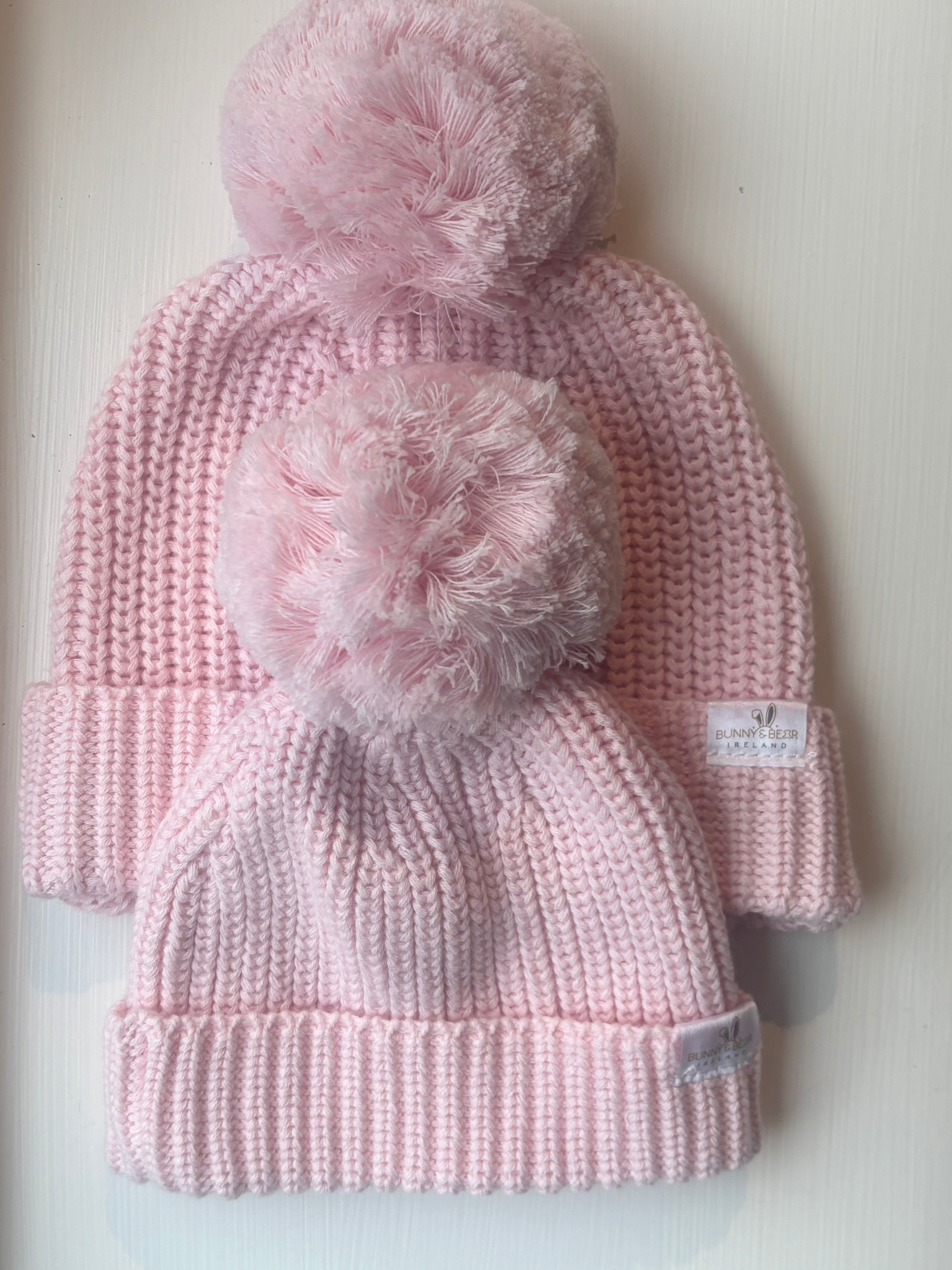 Bunny and Bear Soft Pink Pom-Pom Hat