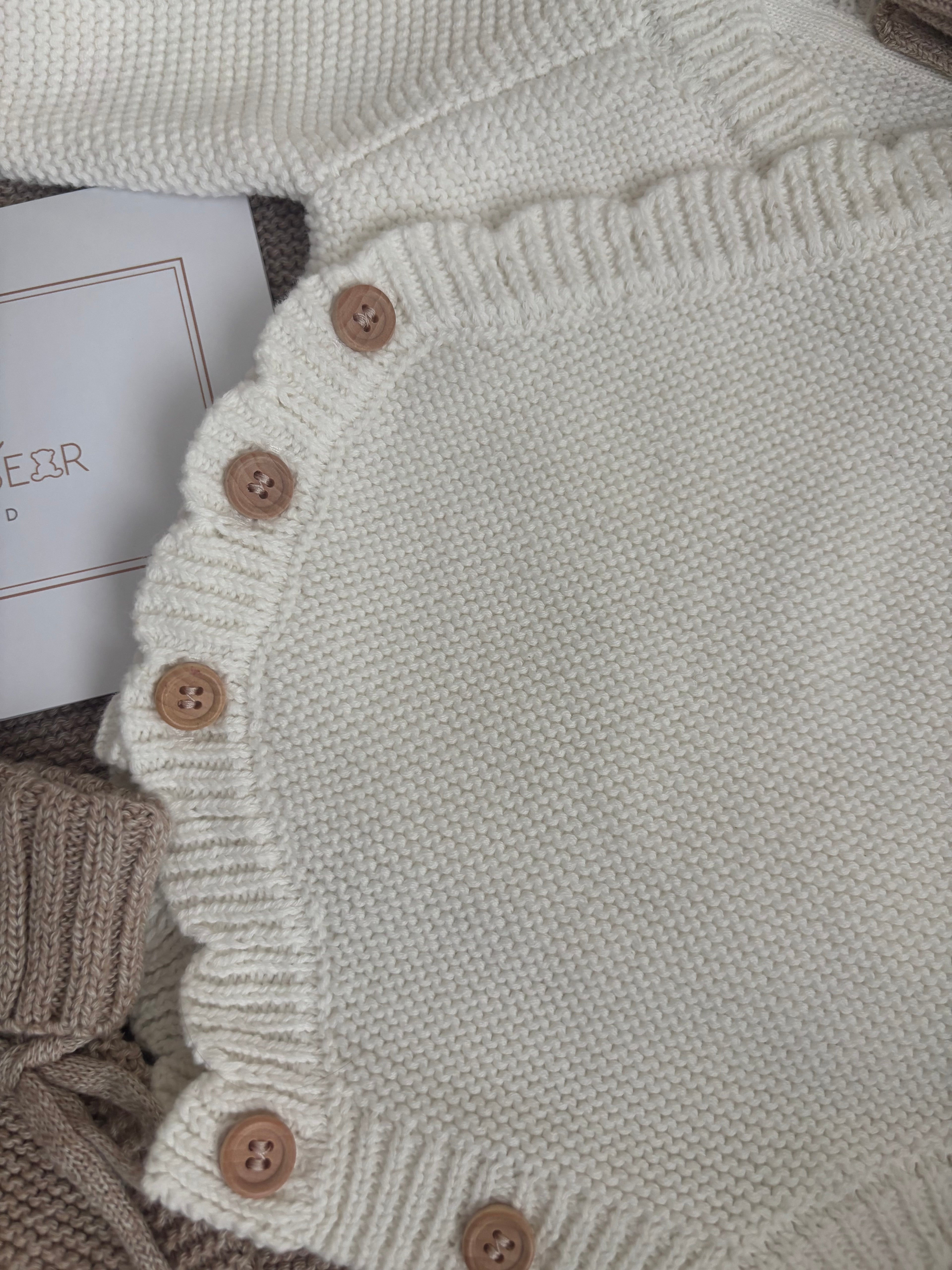 Scalloped Edge Ivory Button Romper