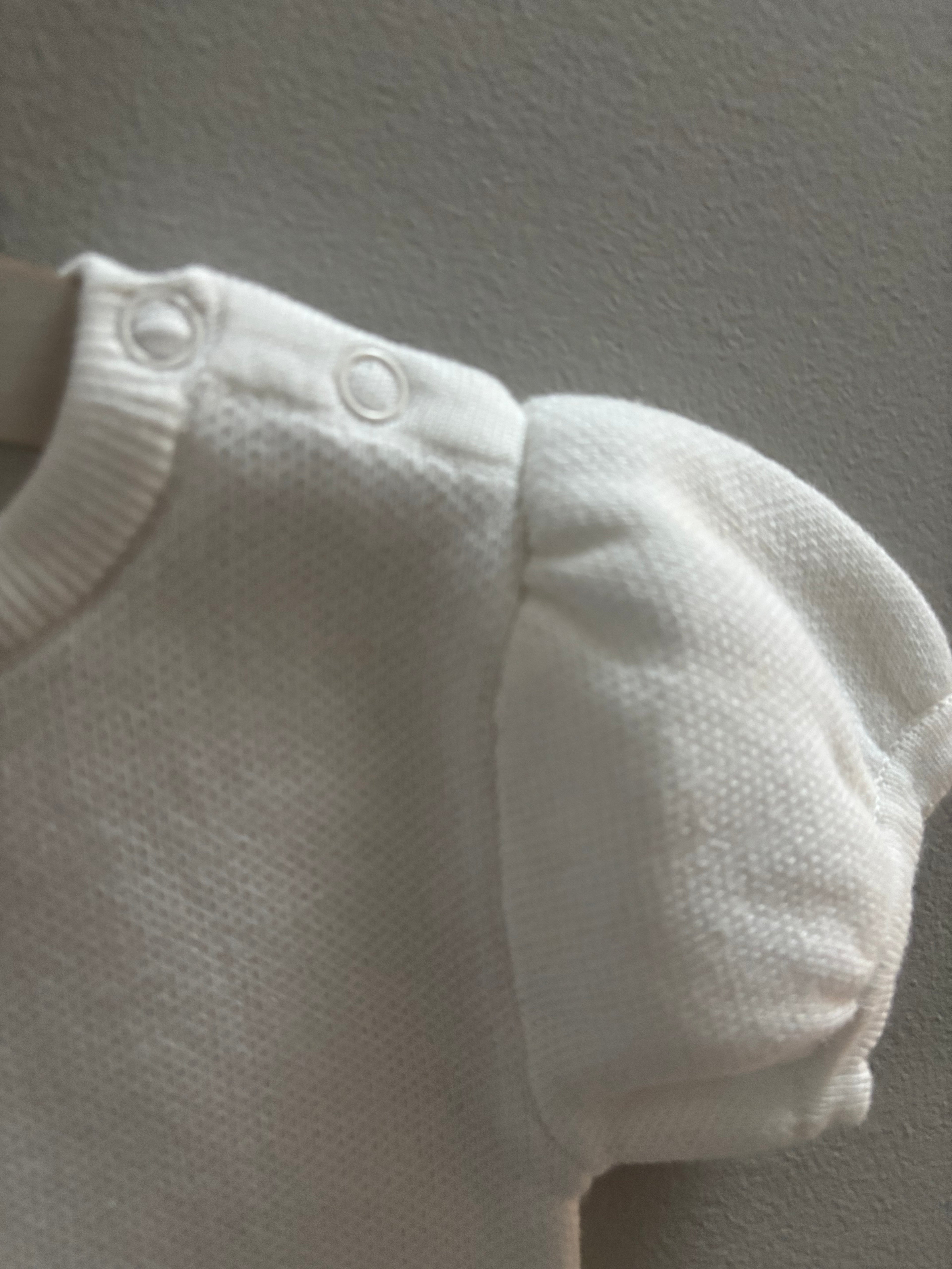 Short Sleeve Ivory Frill Romper (Option to Personalise)