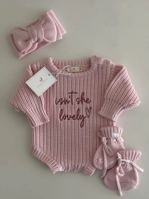 Chunky Knit Pink Romper Bundle