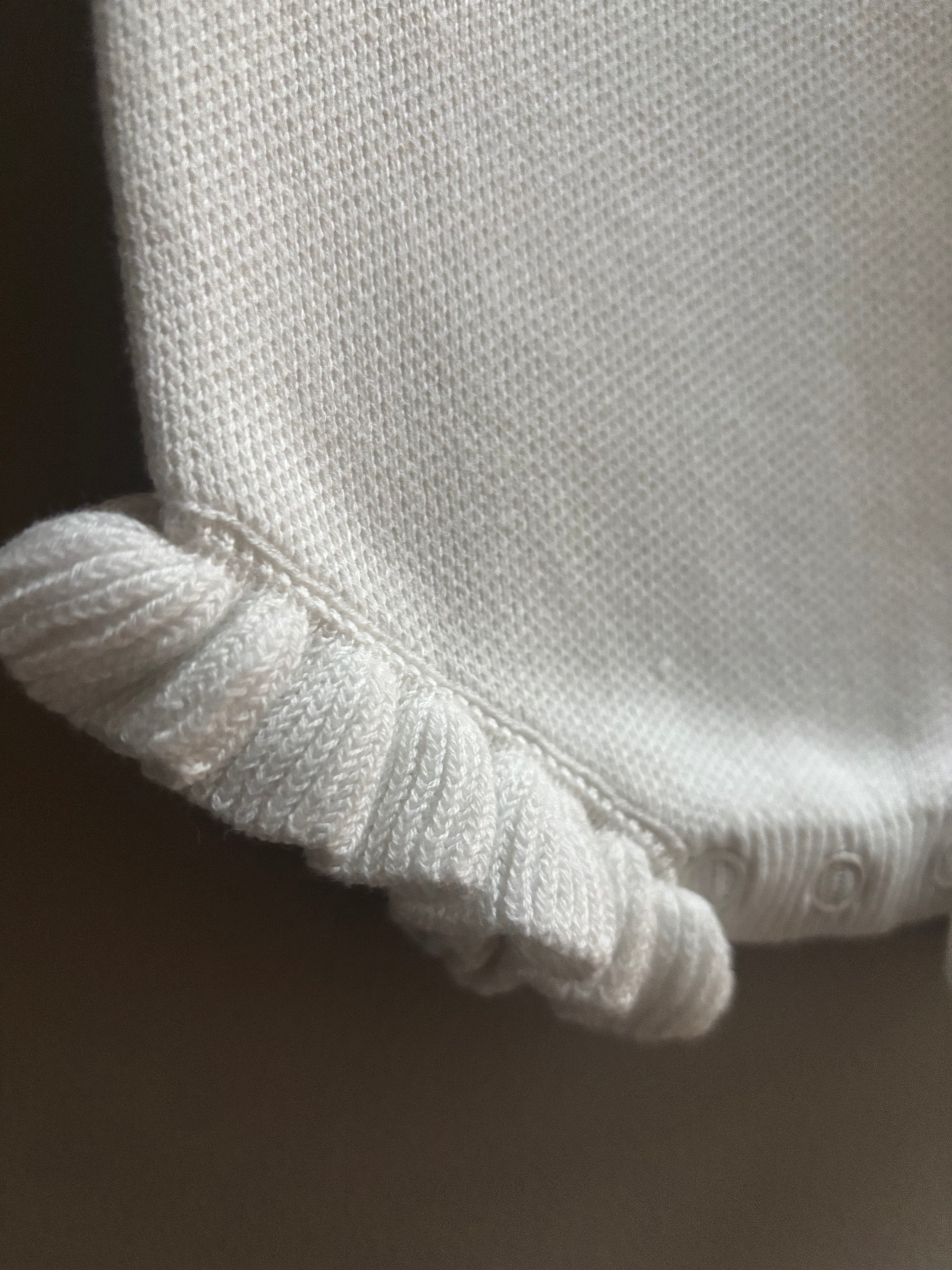 Short Sleeve Ivory Frill Romper (Option to Personalise)