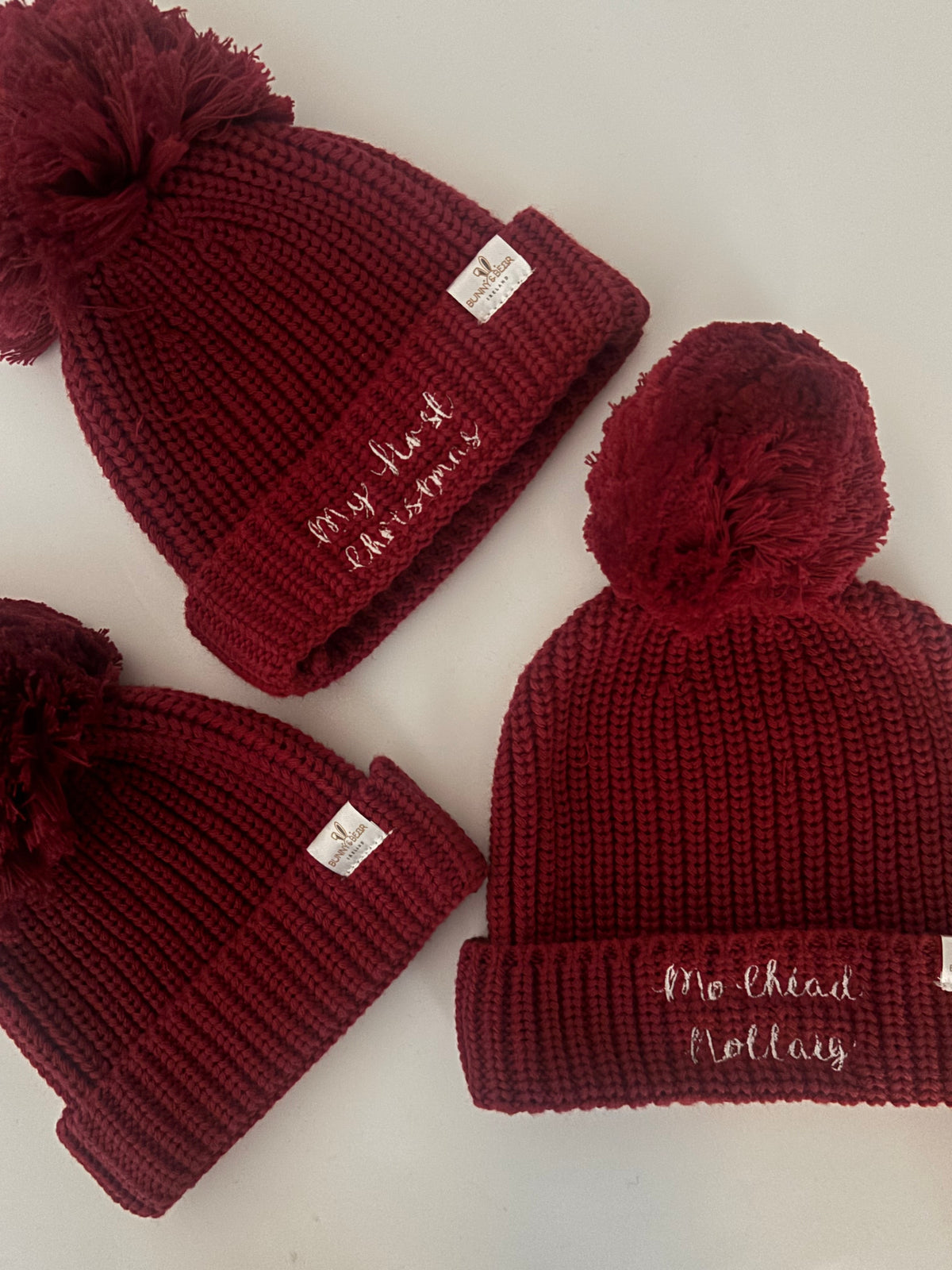 Dark Red Pom Pom Hat