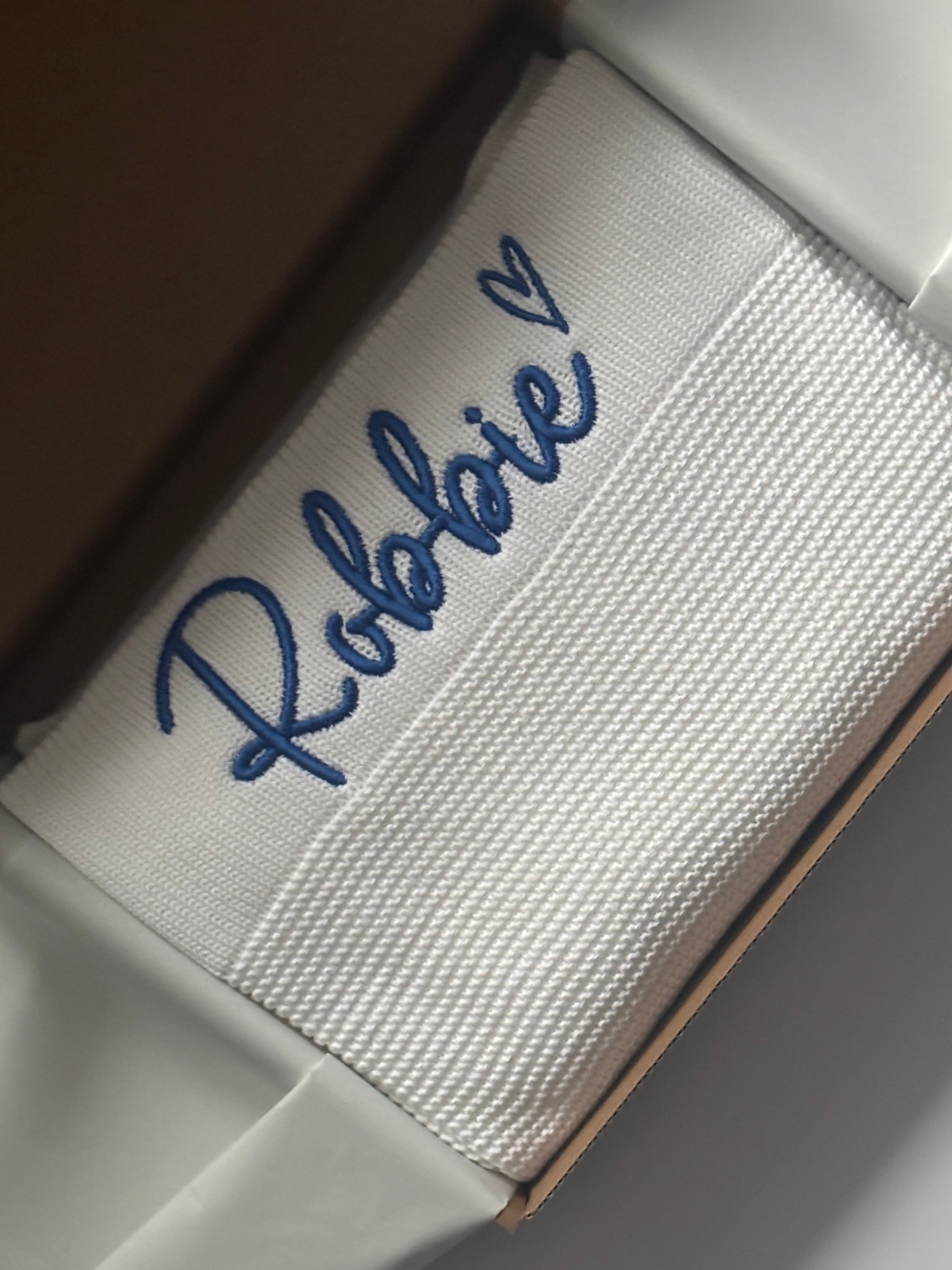 Ivory Personalised Baby Blanket (Thread Colour Options Available)