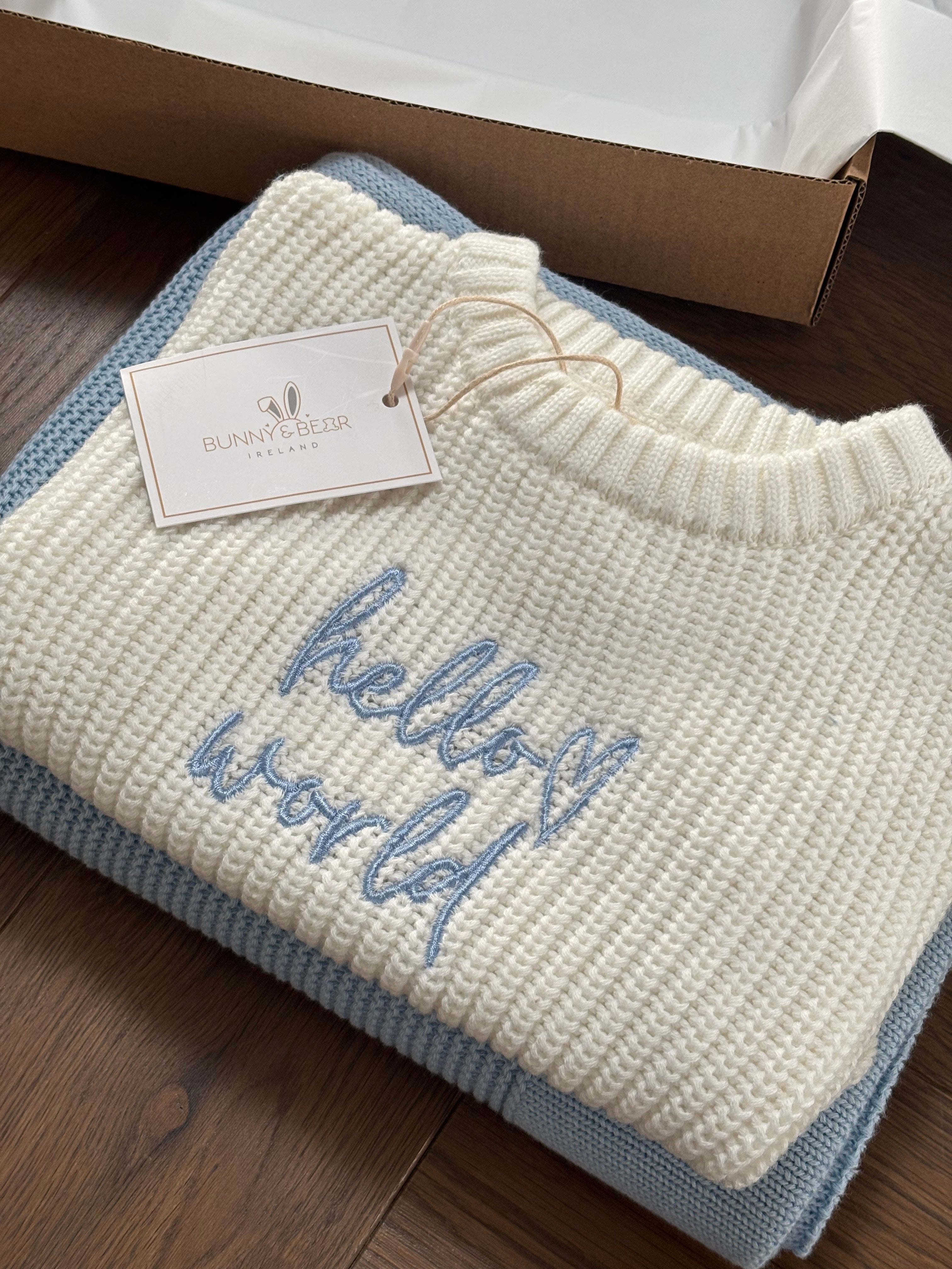 *New* Chunky Knit Jumper and Blanket Bundle (Ivory & Sky Blue)