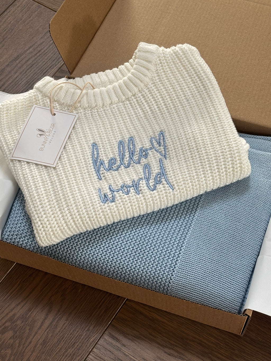 *New* Chunky Knit Jumper and Blanket Bundle (Ivory & Sky Blue)