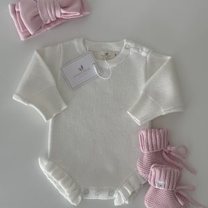 Birth announcement set - romper with frills (to be personalised)